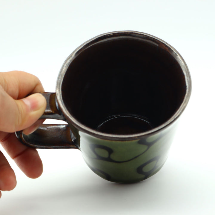 マグカップ　小　緑くるくる模様　C
