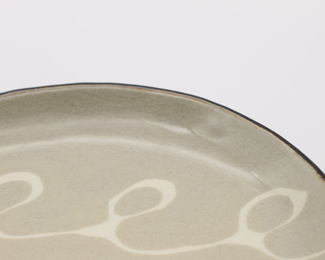 7寸平皿　ベージュくるくる模様　B