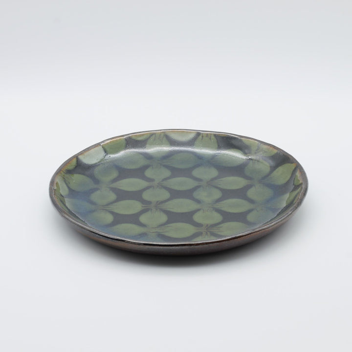 7寸平皿　緑花　C