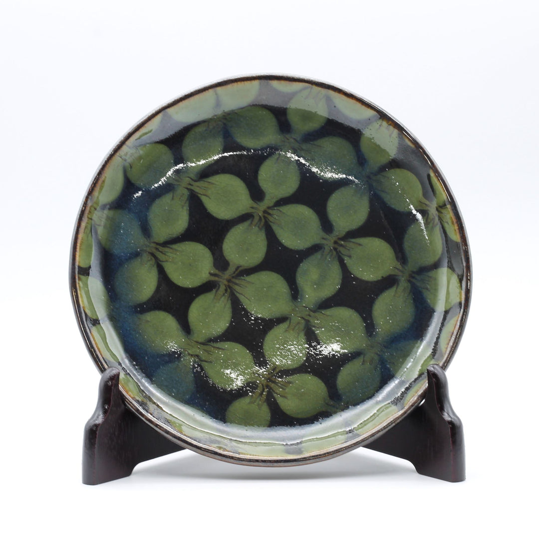 7寸平皿　緑花　C