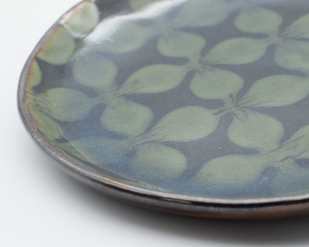 7寸平皿　緑花　C