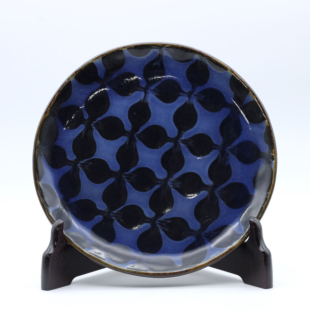 7寸平皿　黒花　E