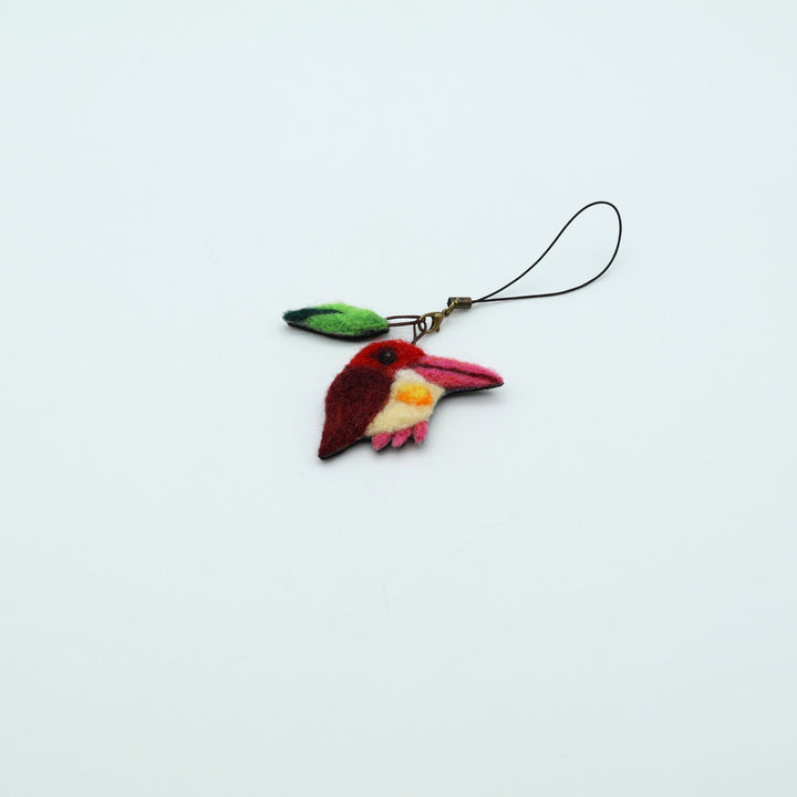 羊毛ストラップ　アカショウビン　右向き