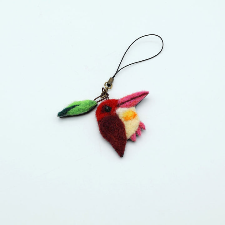 羊毛ストラップ　アカショウビン　右向き