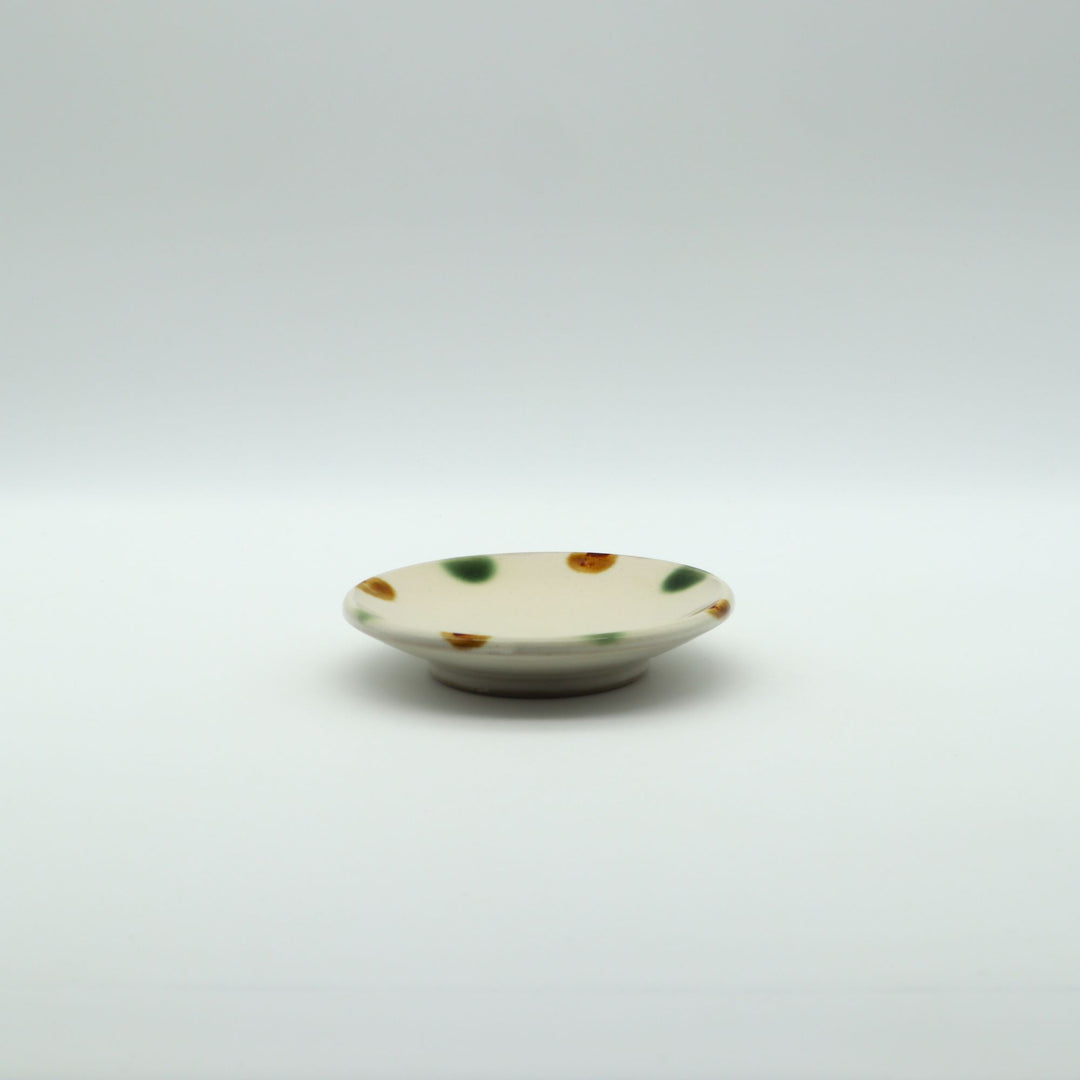 平皿　3.5寸　三彩点打