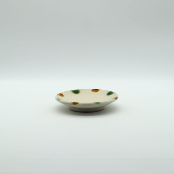 平皿　3.5寸　三彩点打