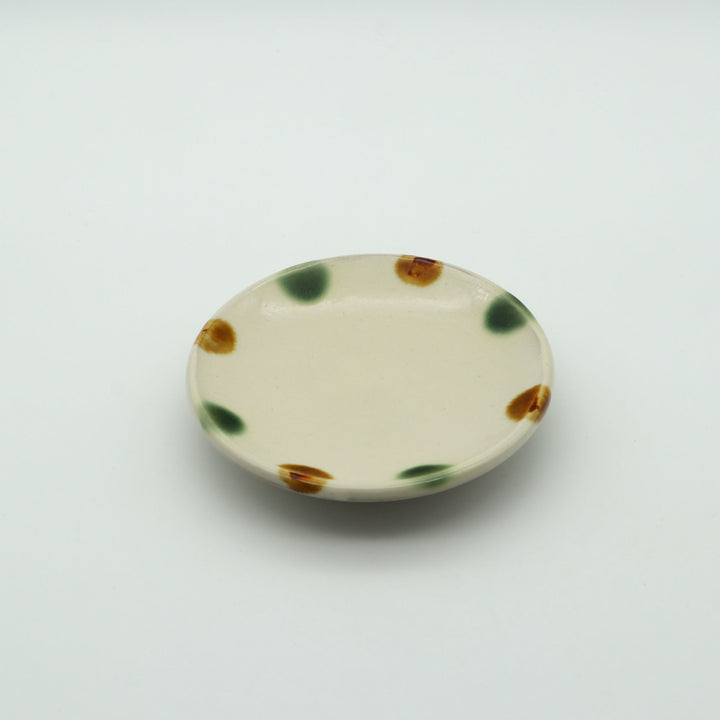 平皿　3.5寸　三彩点打