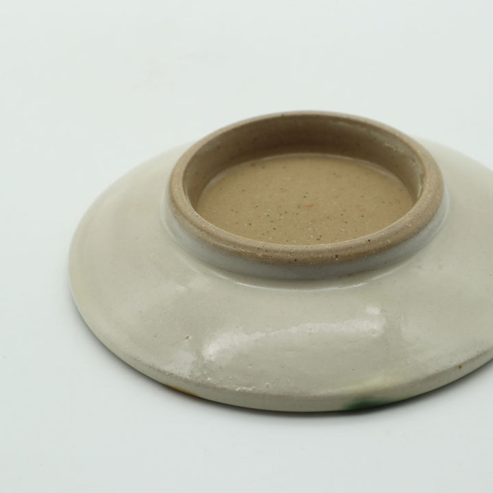 平皿　3.5寸　三彩点打