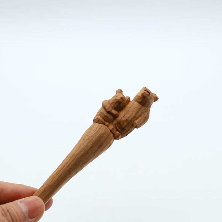 木彫り熊のスプーン　大　親子くま