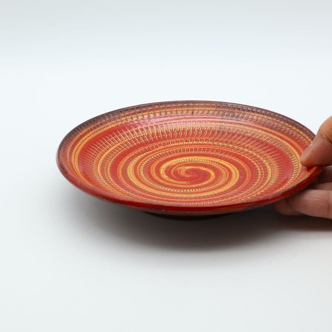 5寸皿　赤黄