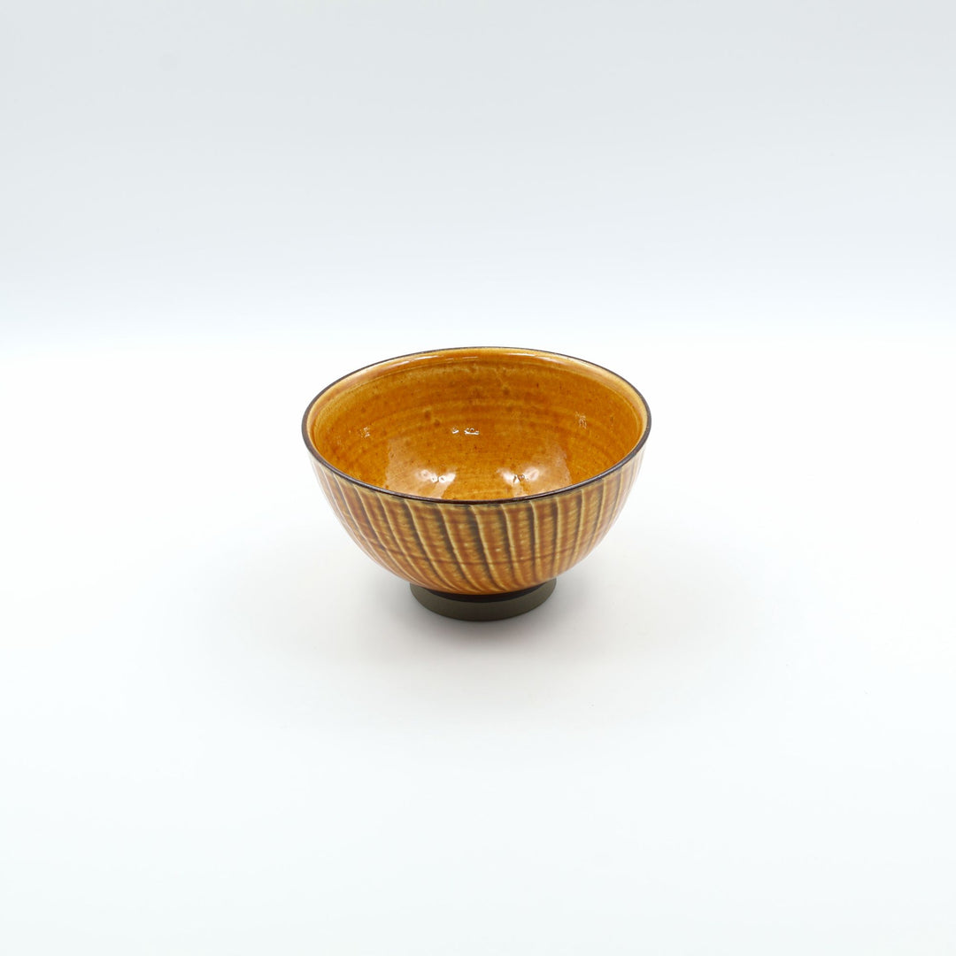 小鹿田焼 坂本浩二窯 4.5寸 汁碗 刷毛目 飴