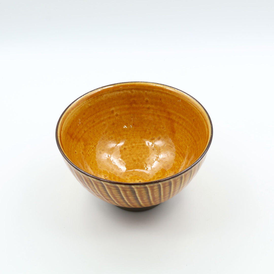 小鹿田焼 坂本浩二窯 4.5寸 汁碗 刷毛目 飴