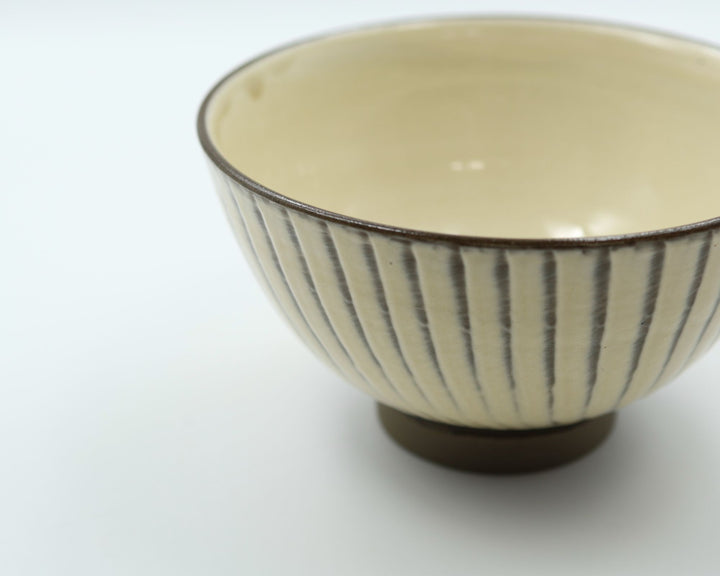 小鹿田焼 坂本浩二窯 4.5寸 汁碗 刷毛目 白