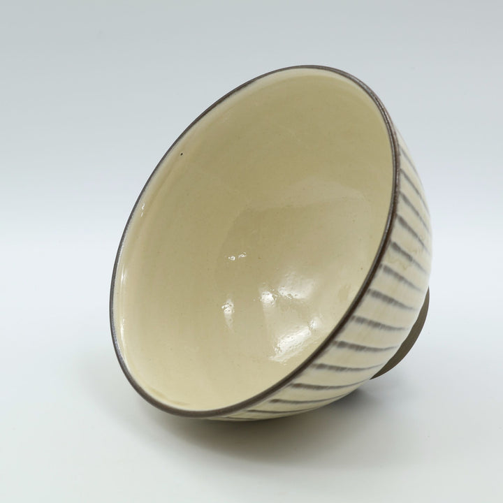 小鹿田焼 坂本浩二窯 4.5寸 汁碗 刷毛目 白