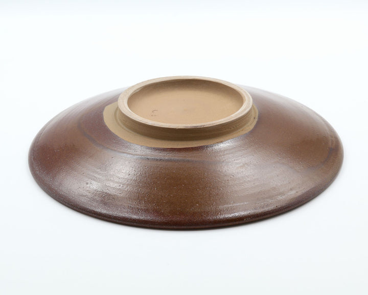 小鹿田焼 坂本浩二窯  7寸皿 青巻飛び鉋 飴