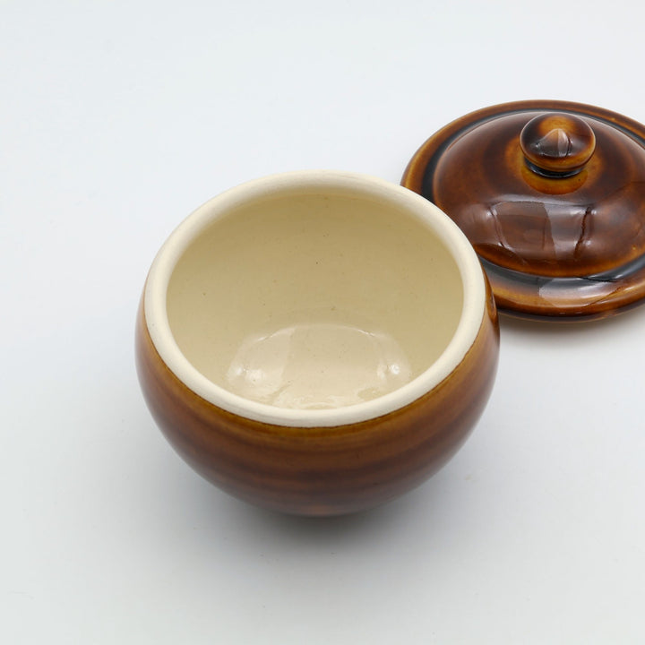 出西窯 鈴型蓋物（飴）。柔らかな飴色が美- canosa オンラインショップしい、佃煮や調味料を入れるのに最適な蓋付きの器。　