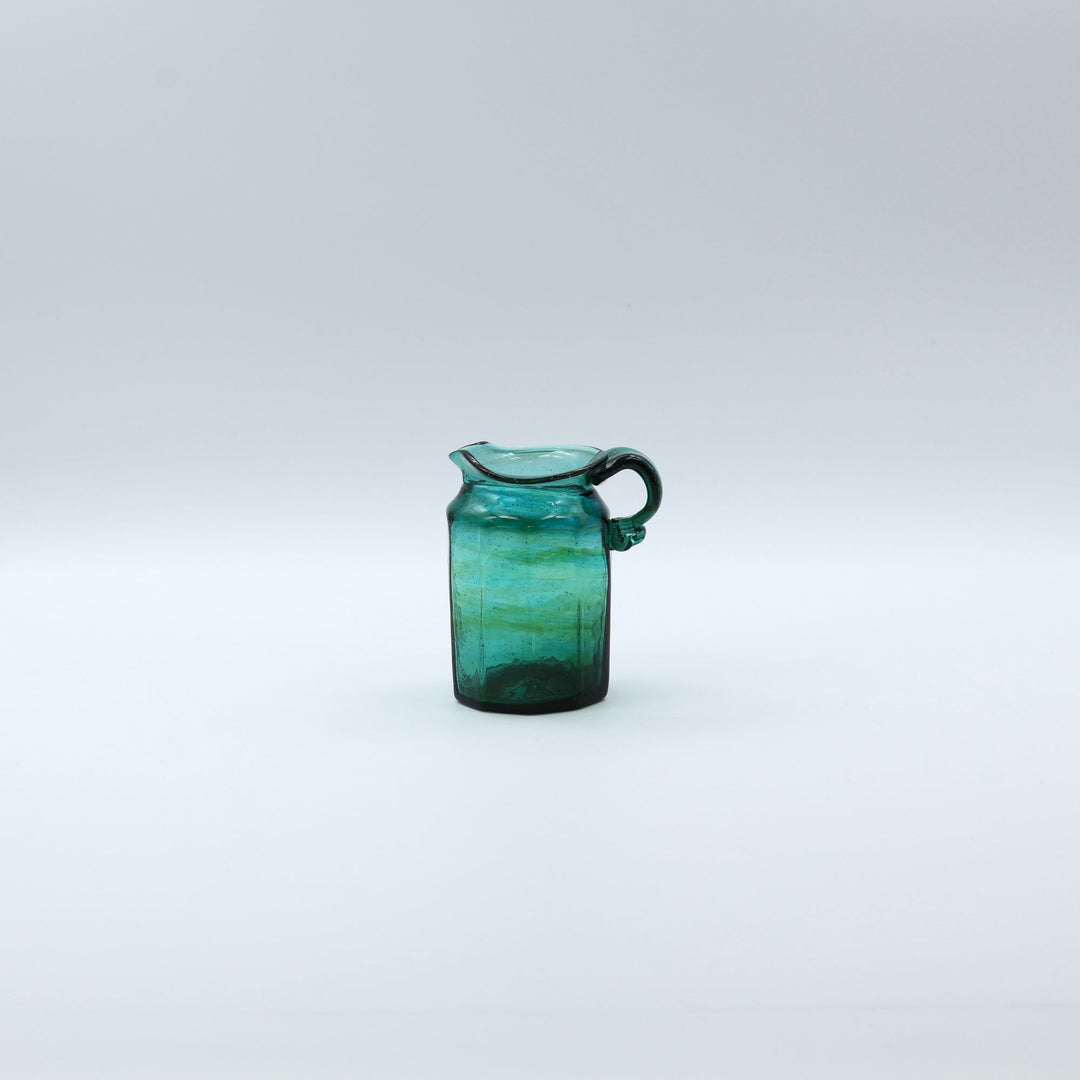 西川孝次　クリーマー(ミルクピッチャー)　A （青緑　面取）