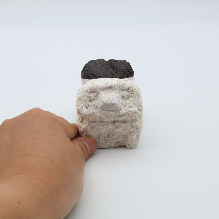 スタジオde-jinの琉球石灰岩の石獅子、コーヒー豆が特徴の限定品