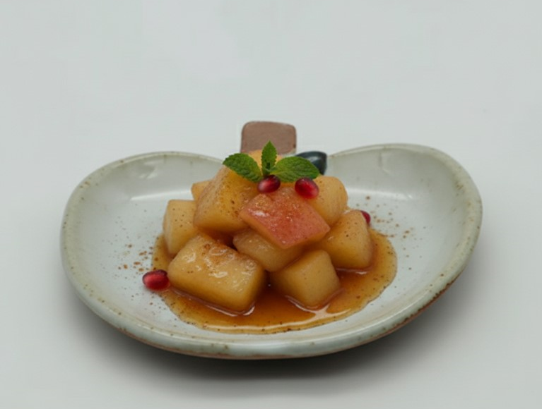 りんご小皿　乳白